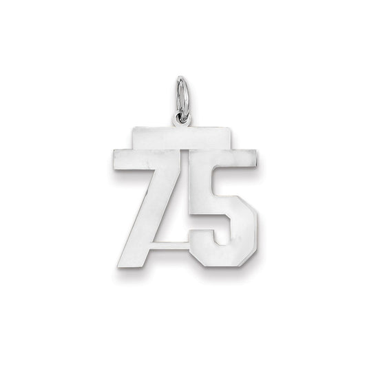 14k White Gold WG Medium Polished Number 75 Charm