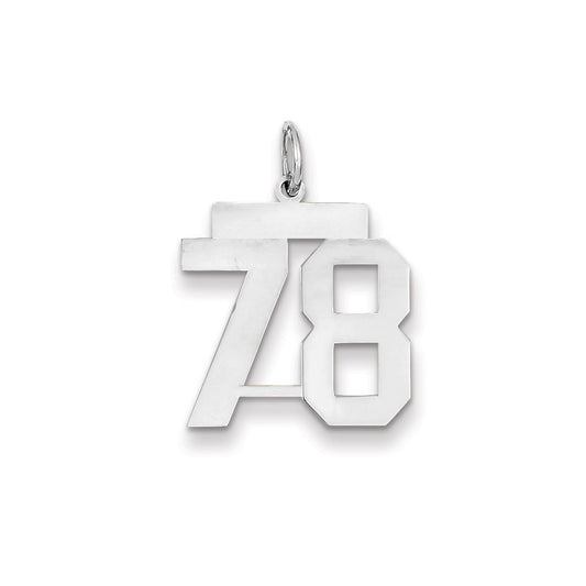 14k White Gold WG Medium Polished Number 78 Charm