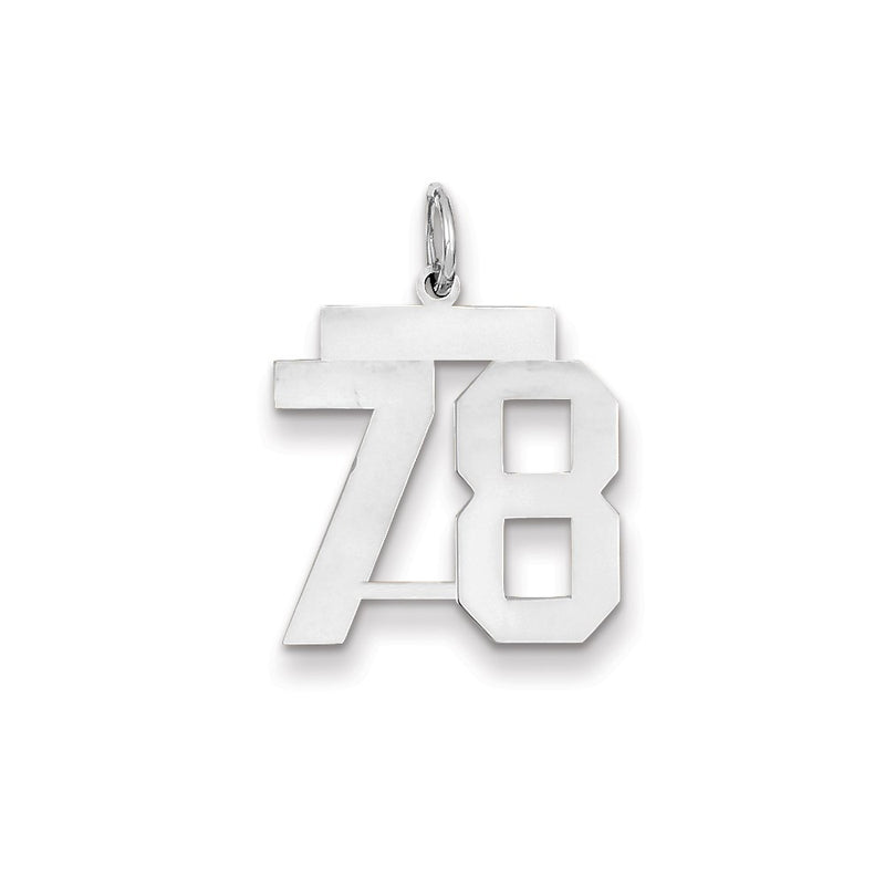 14k White Gold WG Medium Polished Number 78 Charm