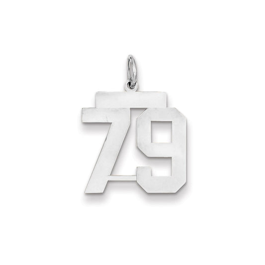 14k White Gold WG Medium Polished Number 79 Charm