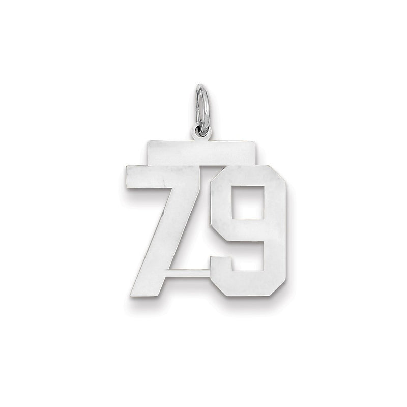 14k White Gold WG Medium Polished Number 79 Charm