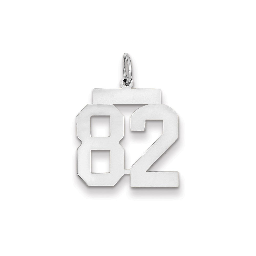 14k White Gold WG Medium Polished Number 82 Charm