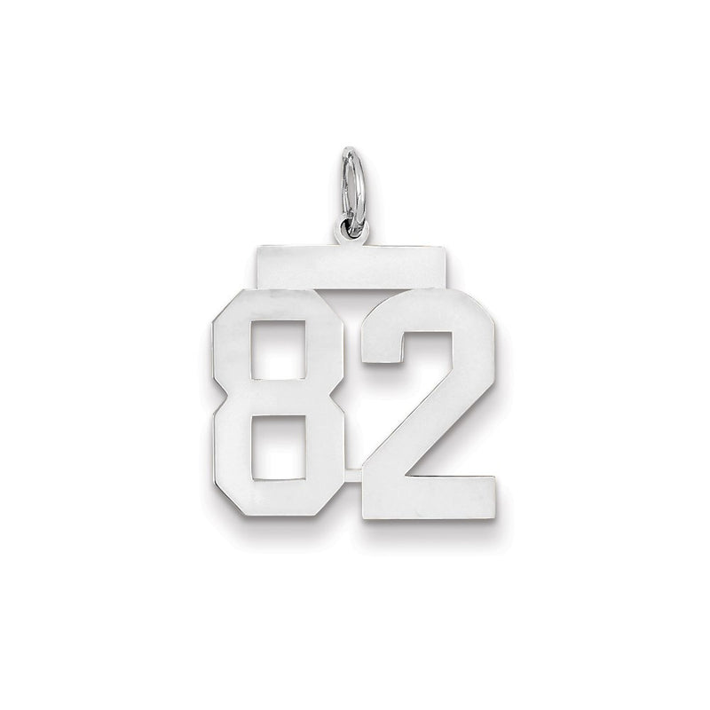 14k White Gold WG Medium Polished Number 82 Charm