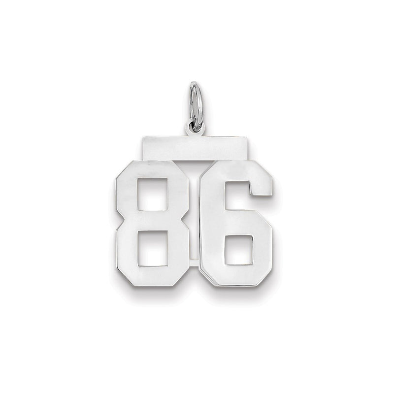 14k White Gold WG Medium Polished Number 86 Charm