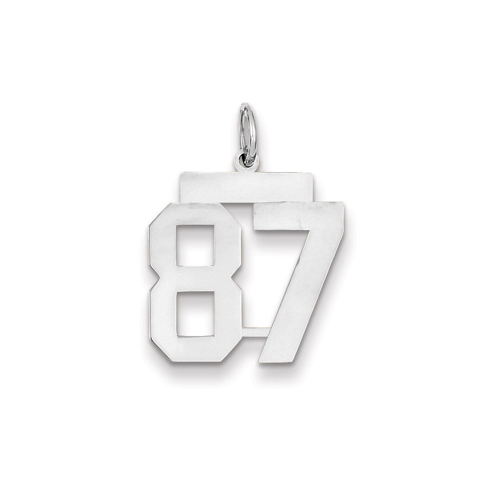 14k White Gold WG Medium Polished Number 87 Charm