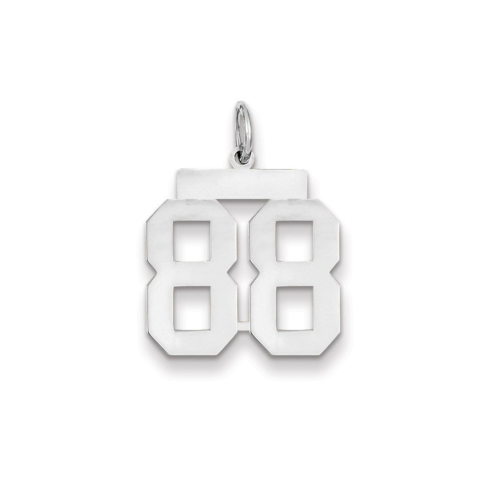 14k White Gold WG Medium Polished Number 88 Charm