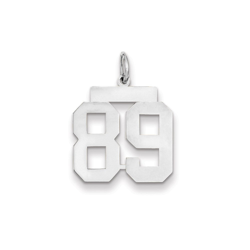 14k White Gold WG Medium Polished Number 89 Charm