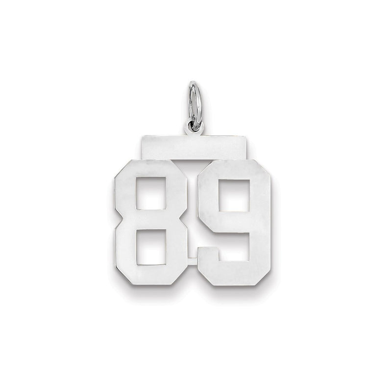 14k White Gold WG Medium Polished Number 89 Charm