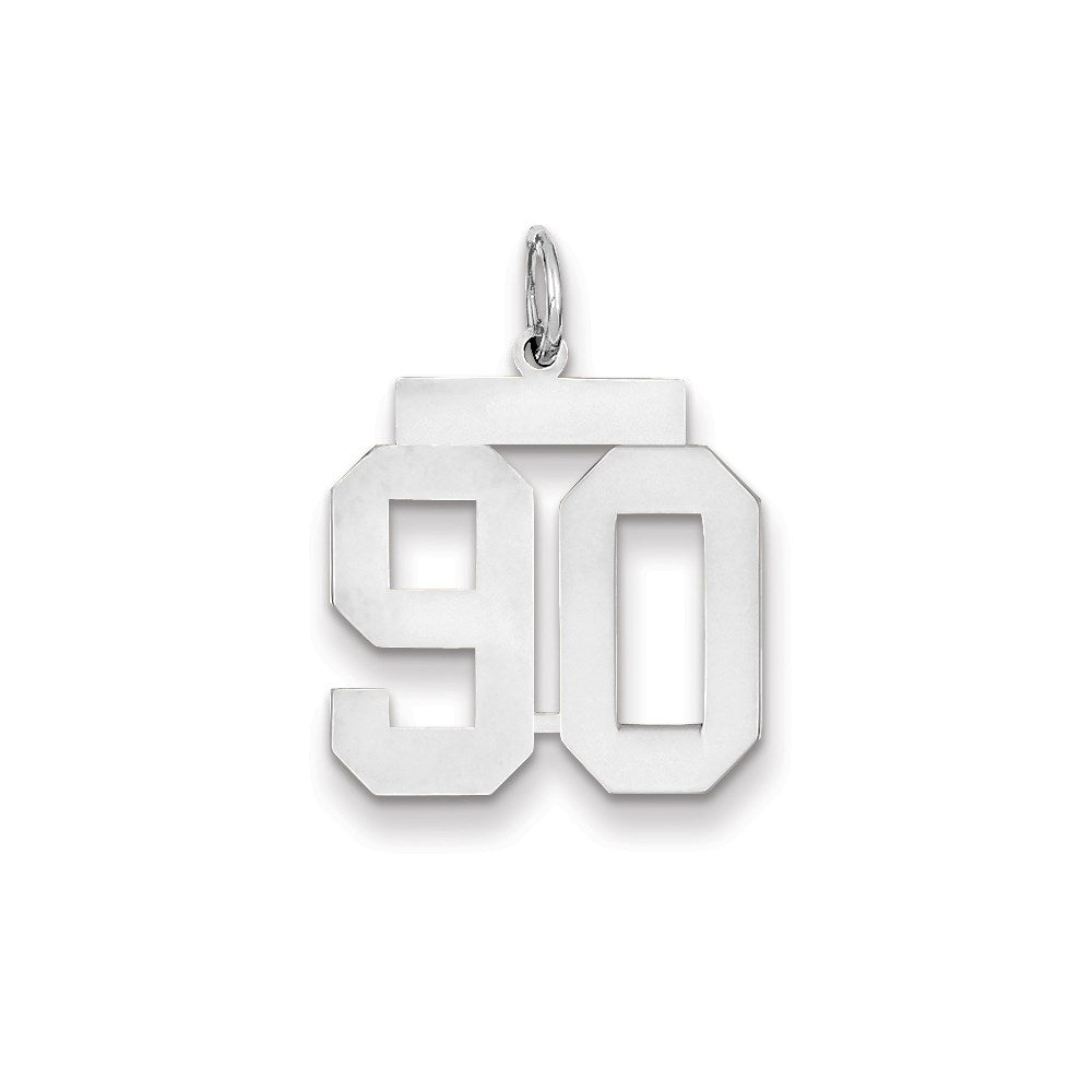 14k White Gold WG Medium Polished Number 90 Charm