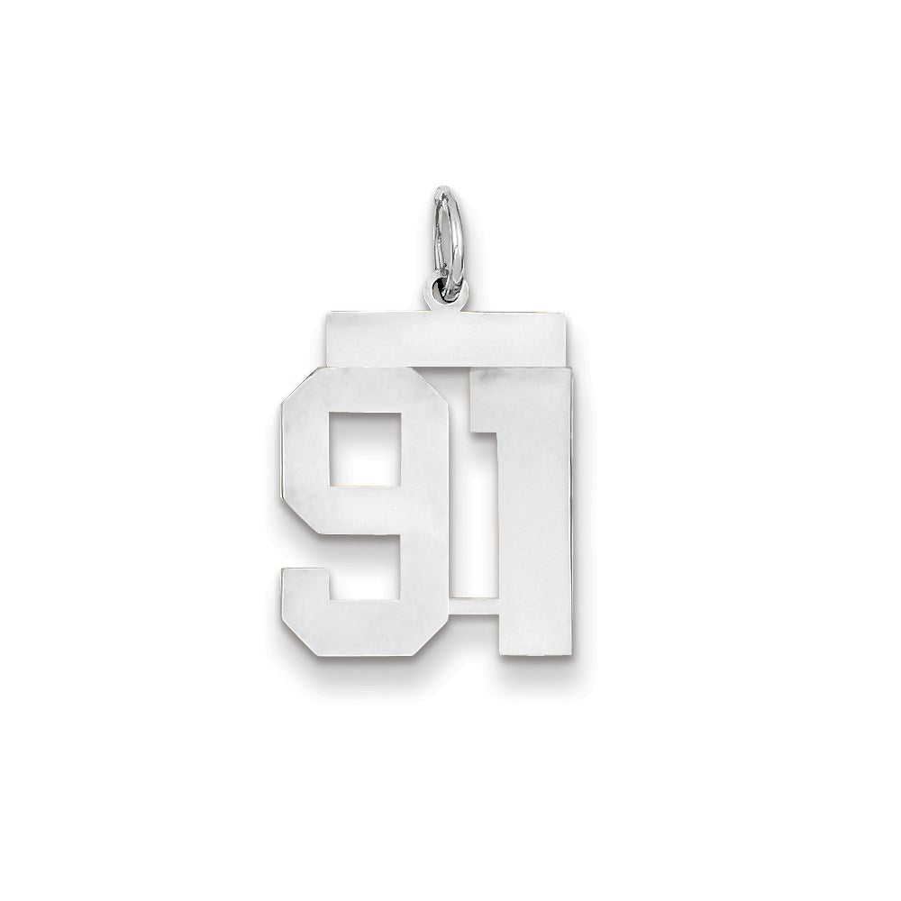 14k White Gold WG Medium Polished Number 91 Charm