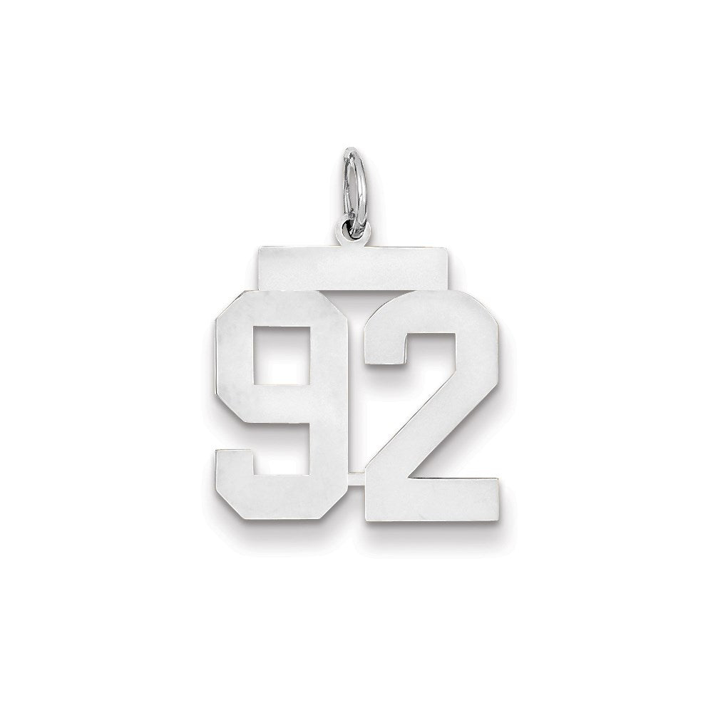 14k White Gold WG Medium Polished Number 92 Charm