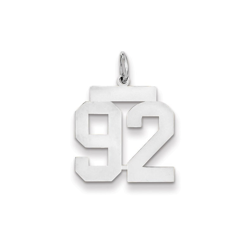 14k White Gold WG Medium Polished Number 92 Charm