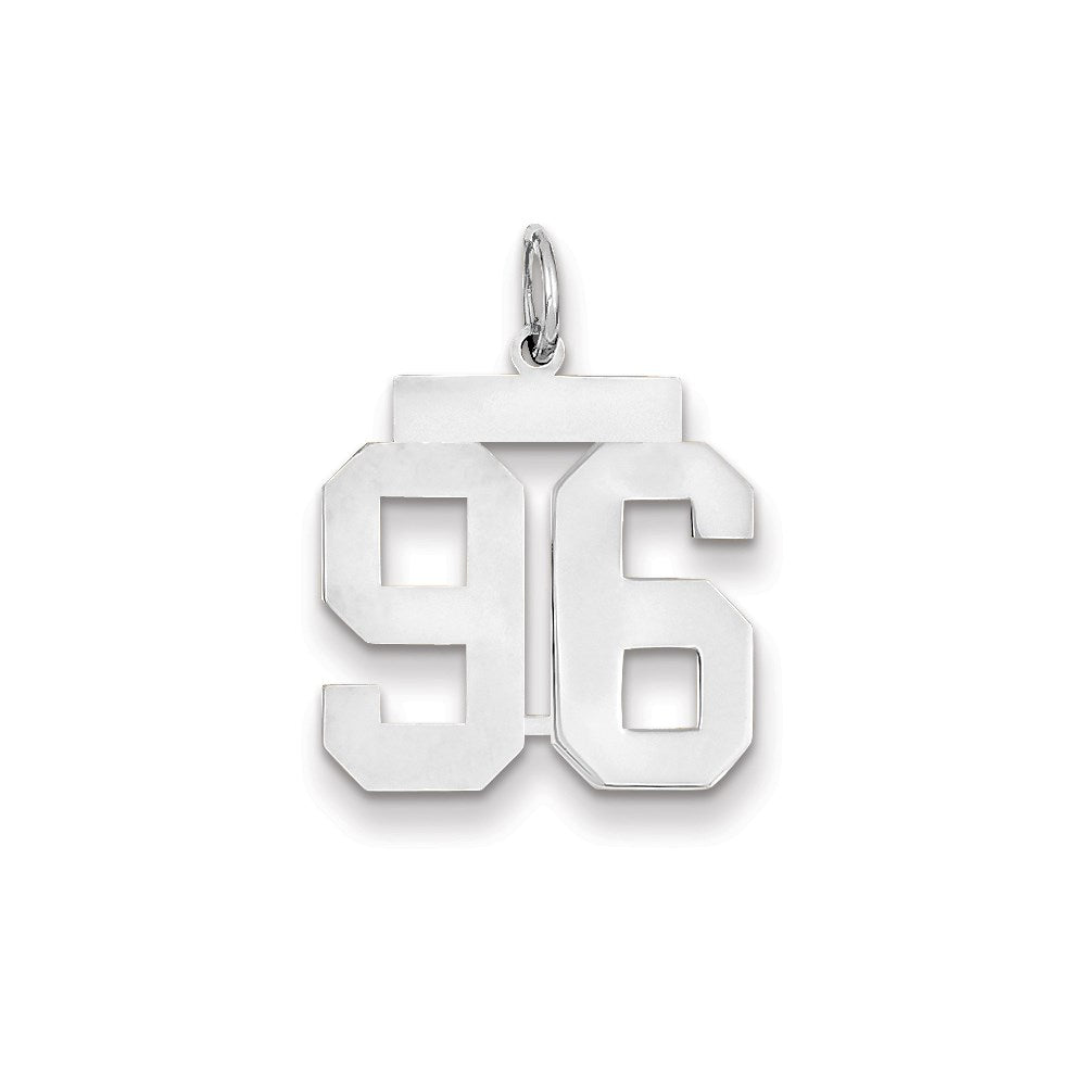 14k White Gold WG Medium Polished Number 96 Charm