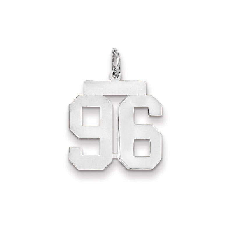 14k White Gold WG Medium Polished Number 96 Charm
