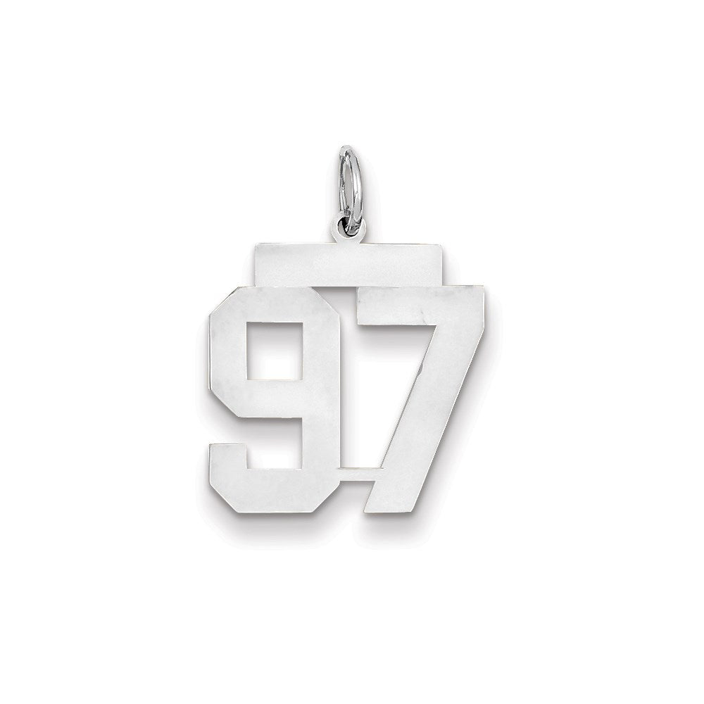 14k White Gold WG Medium Polished Number 97 Charm
