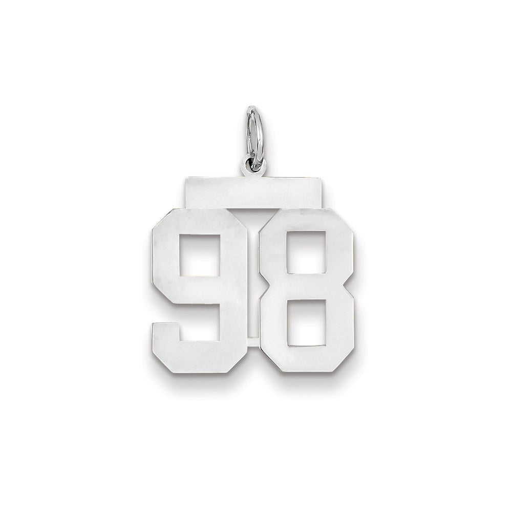 14k White Gold WG Medium Polished Number 98 Charm