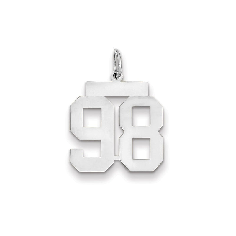 14k White Gold WG Medium Polished Number 98 Charm