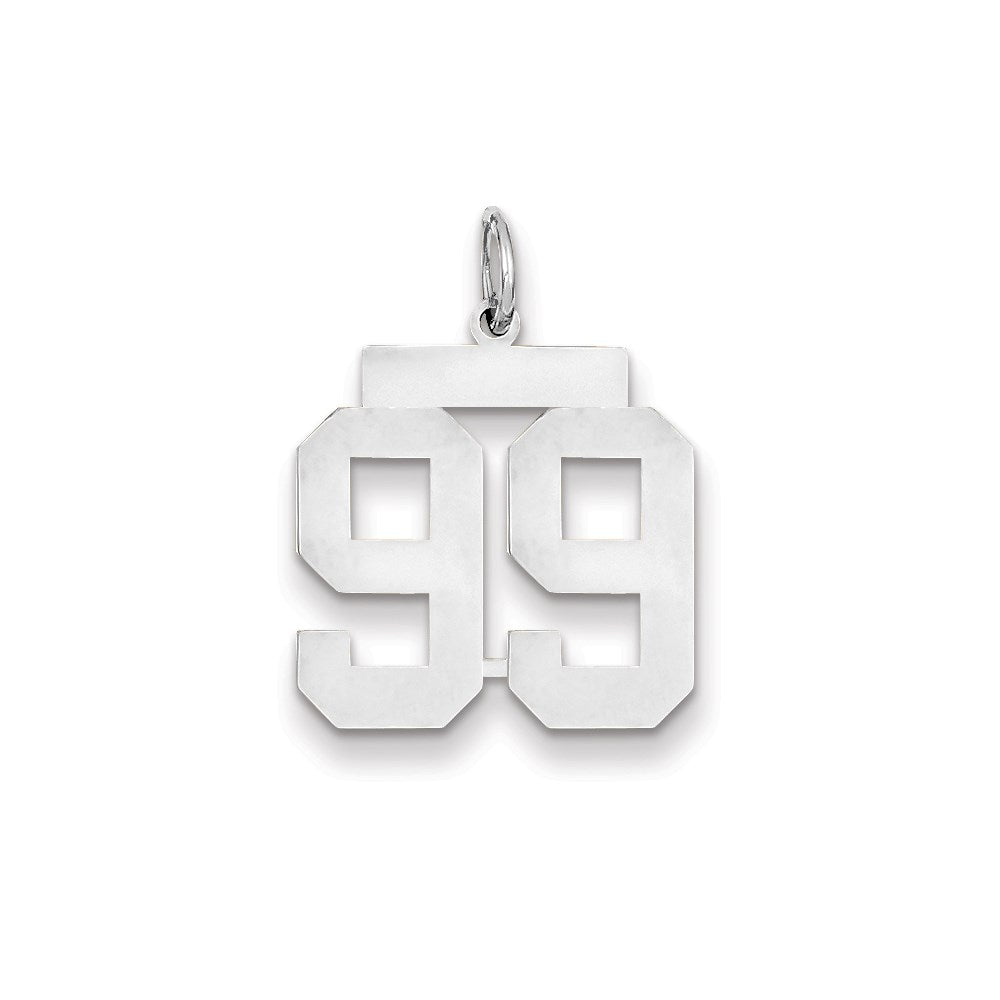 14k White Gold WG Medium Polished Number 99 Charm