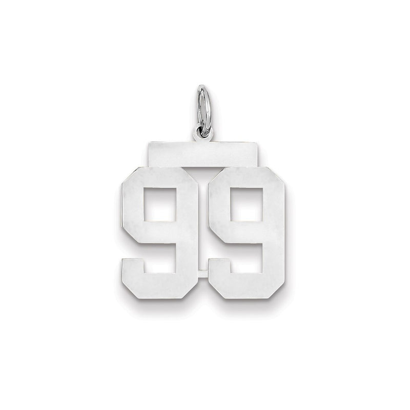 14k White Gold WG Medium Polished Number 99 Charm