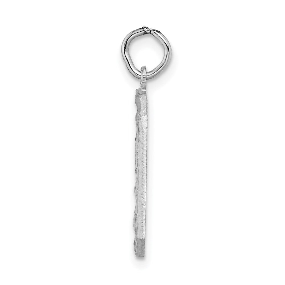 14k White Goldw Large Brushed Diamond-cut Number 0 Charm