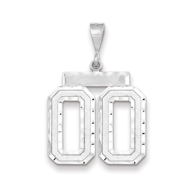 14k White Gold Large Diamond-Cut Number