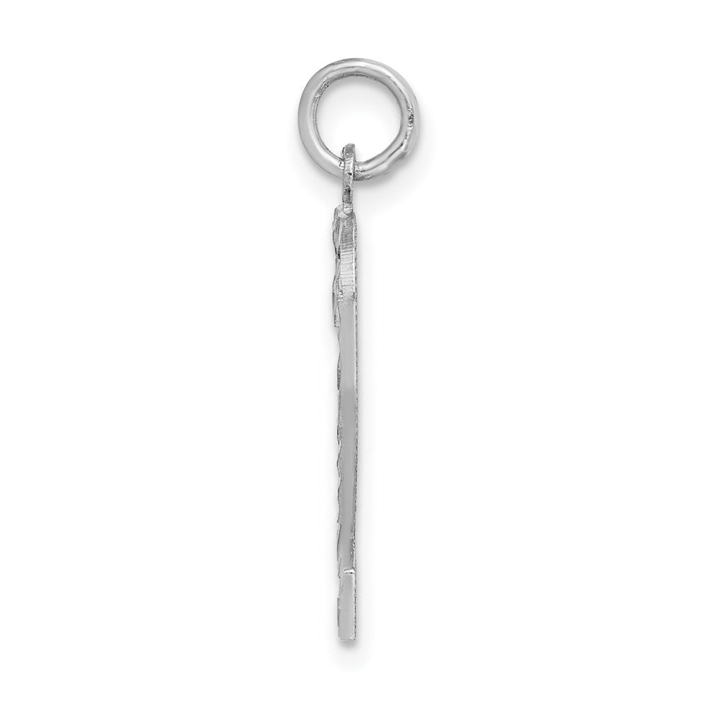 14k White Goldw Large Brushed Diamond-cut  Number 2 Charm