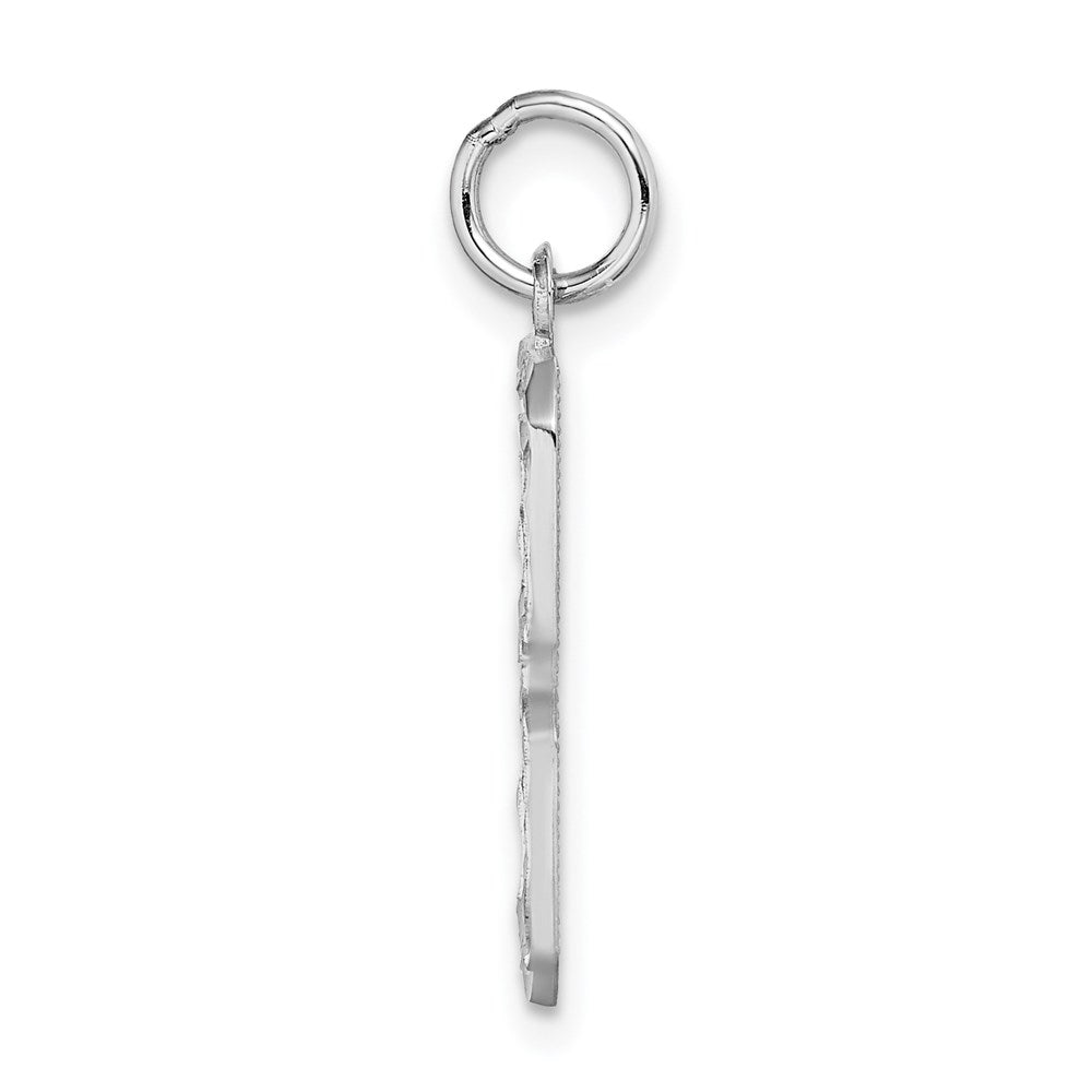 14k White Goldw Large Brushed Diamond-cut  Number 8 Charm