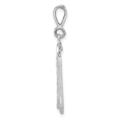14k White Goldw Large Brushed Diamond-cut Number 30 Charm