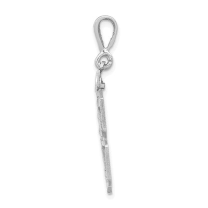 14k White Goldw Large Brushed Diamond-cut Number 78 Charm