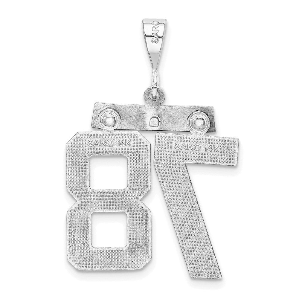 14k White Goldw Large Brushed Diamond-cut Number 78 Charm