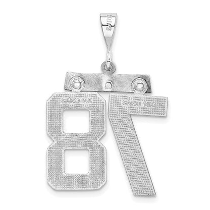 14k White Goldw Large Brushed Diamond-cut Number 78 Charm