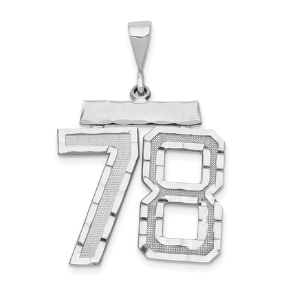 14k White Goldw Large Brushed Diamond-cut Number 78 Charm