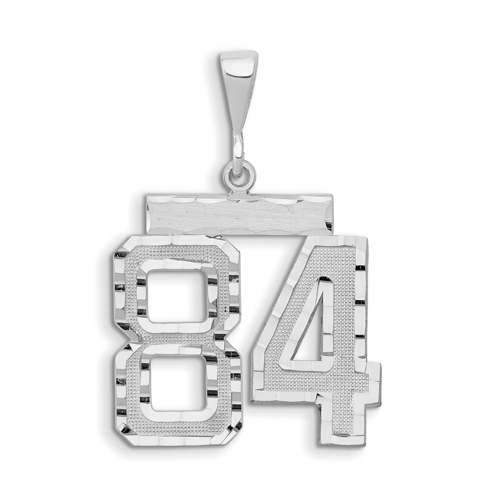 14k White Goldw Large Brushed Diamond-cut Number 84 Charm