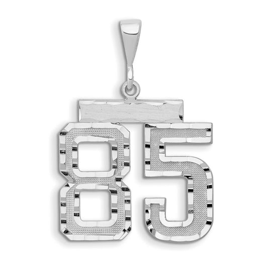 14k White Goldw Large Brushed Diamond-cut Number 85 Charm