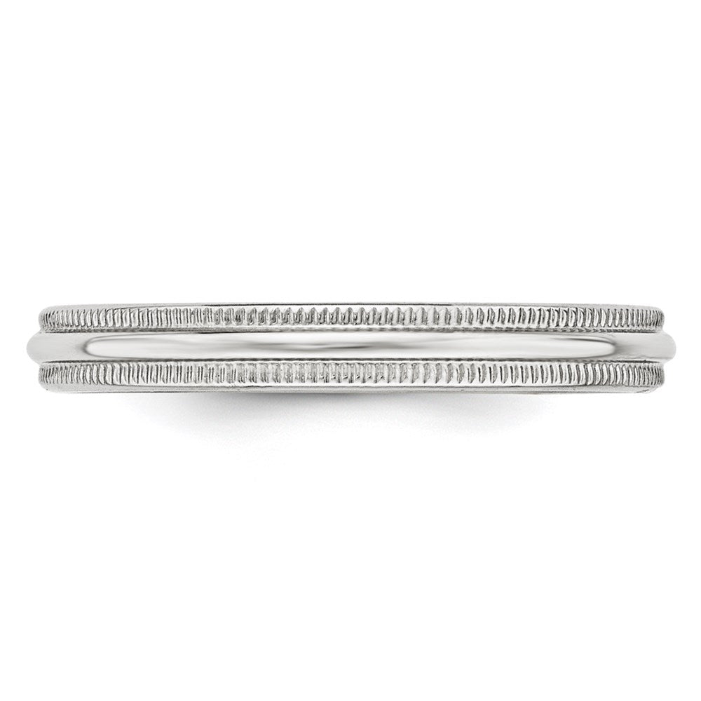 Solid 18K White Gold 3mm Milgrain Half Round Men's/Women's Wedding Band Ring Size 14