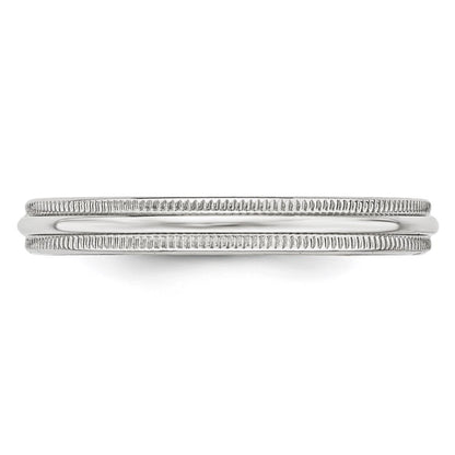 Solid 18K White Gold 3mm Milgrain Half Round Men's/Women's Wedding Band Ring Size 13.5