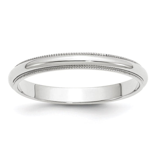Solid 10K White Gold 3mm Milgrain Half Round Men's/Women's Wedding Band Ring Size 12.5
