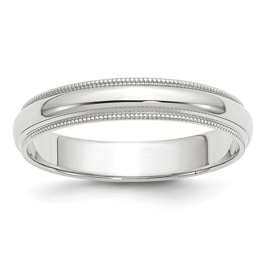 Solid 14K White Gold 4mm Milgrain Half Round Men's/Women's Wedding Band Ring Size 14