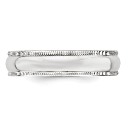 Solid 18K White Gold 5mm Milgrain Half Round Men's/Women's Wedding Band Ring Size 13.5