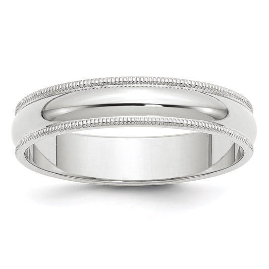 Solid 18K White Gold 5mm Milgrain Half Round Men's/Women's Wedding Band Ring Size 13.5