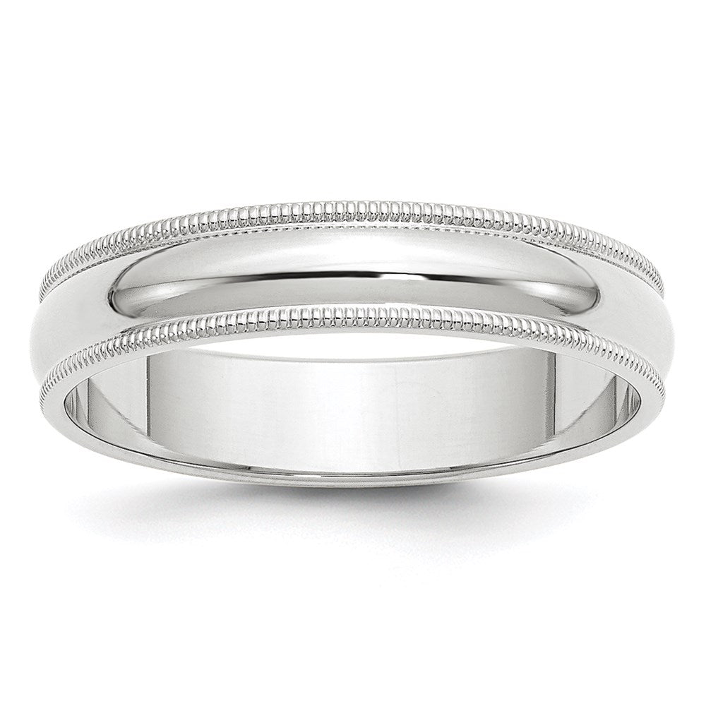Solid 10K White Gold 5mm Milgrain Half Round Men's/Women's Wedding Band Ring Size 13