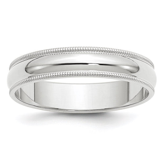 Solid 10K White Gold 5mm Milgrain Half Round Men's/Women's Wedding Band Ring Size 14