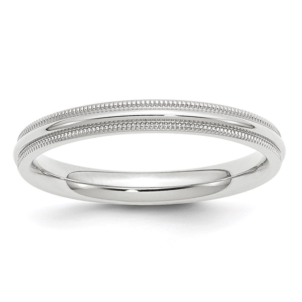 Solid 14K White Gold 3mm Milgrain Comfort Fit Men's/Women's Wedding Band Ring Size 13