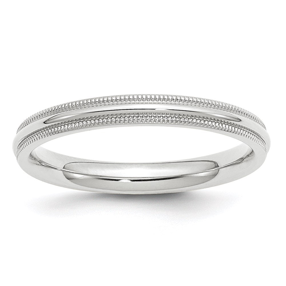 Solid 10K White Gold 3mm Milgrain Comfort Fit Men's/Women's Wedding Band Ring Size 10