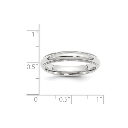 Solid 18K White Gold 4mm Milgrain Comfort Fit Men's/Women's Wedding Band Ring Size 6
