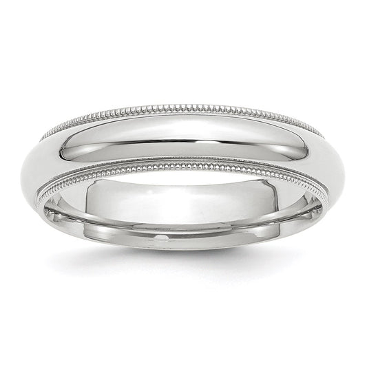 Solid 10K White Gold 5mm Milgrain Comfort Fit Men's/Women's Wedding Band Ring Size 8