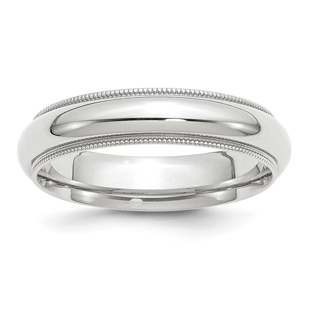 Solid 10K White Gold 5mm Milgrain Comfort Fit Men's/Women's Wedding Band Ring Size 14