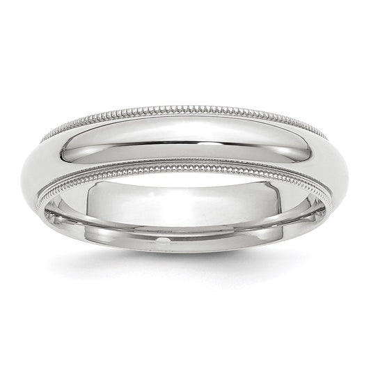 Solid 10K White Gold 5mm Milgrain Comfort Fit Men's/Women's Wedding Band Ring Size 11.5