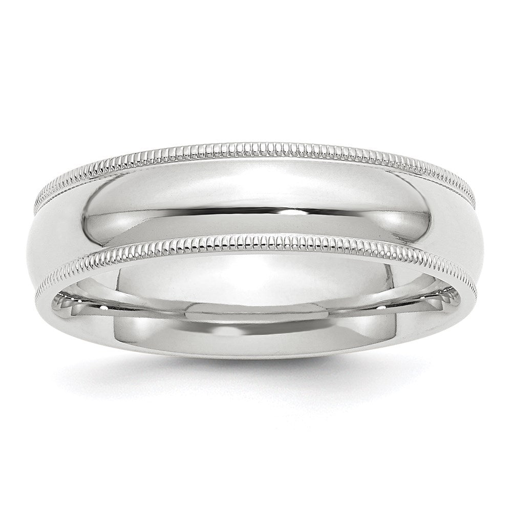 Solid 10K White Gold 6mm Milgrain Comfort Fit Men's/Women's Wedding Band Ring Size 12.5