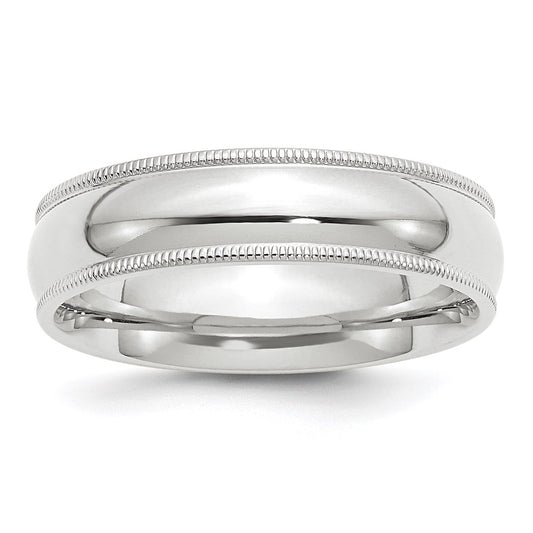 Solid 18K White Gold 6mm Milgrain Comfort Fit Men's/Women's Wedding Band Ring Size 10